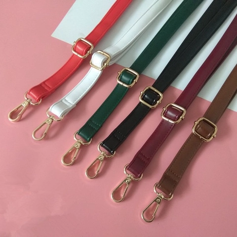 Adjustable PU Leather Shoulder Bag Strap Replacement With Metal Buckles For Crossbody Handbags Narrow Solid Color Fashion