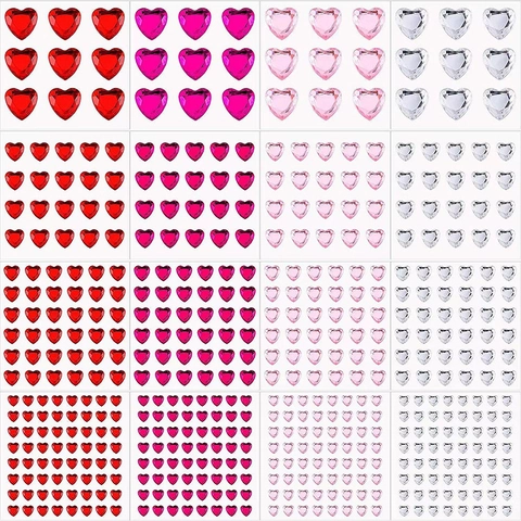 Acryl Herz Strass Aufkleber Selbstklebende Kristall Diamant Aufkleber Für DIY Handwerk Scrapbooking Valentinstag Dekoration