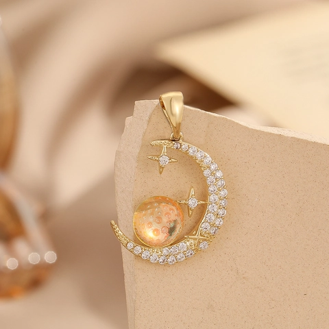 Vintage Copper Pendant Charm with Zirconia Artificial Pearl Bamboo Moon Rabbit Snowflake Flower Heart Leaf DIY Jewelry Women