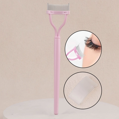 Eyelash Separator Mascara Comb Stainless Steel Teeth Curved Makeup Brush For Eyelash Grooming Portable Eyebrow Comb