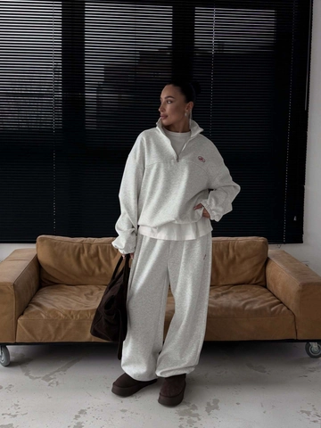 Half Zip Pullover Sweatshirt En High Waist Sweatpants Katoen Fleece Oversized Casual Streetwear Loungewear Dames