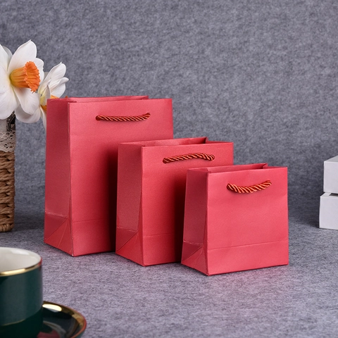 Mini Paper Gift Bags With Handles Textured Specialty Cardboard Jewelry Packaging Small Party Souvenir Handbag Colorful