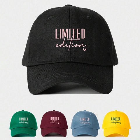 Limited Edition Letter Print Baseball Cap Polyester Curved Brim Adjustable Outdoor Sports Sun Hat For Women Men