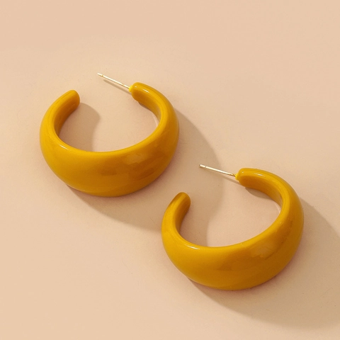 Pendientes De Aro En Forma De C Acrílico Geométrico Simple Color Caramelo Para Mujer Con Poste De Pendiente De Plata De Ley 925
