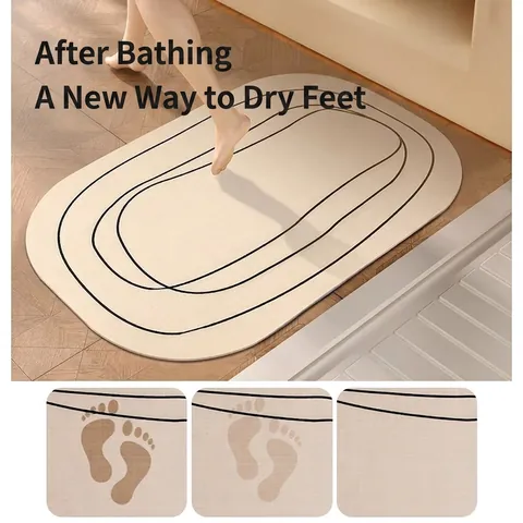 Alfombra De Baño De Tierra De Diatomeas Súper Absorbente Secado Rápido Suave Antideslizante Base De Goma Moderna
