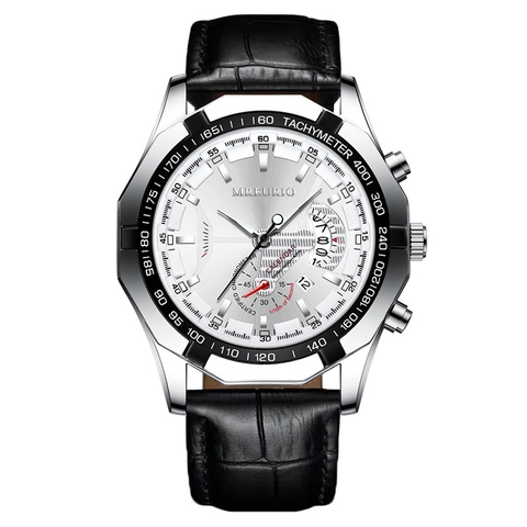 Orologio al Quarzo da Uomo Moda Con Data Quadrante Grande Cinturino in Pelle Motivo Coccodrillo Business Casual Orologio da Polso Analogico
