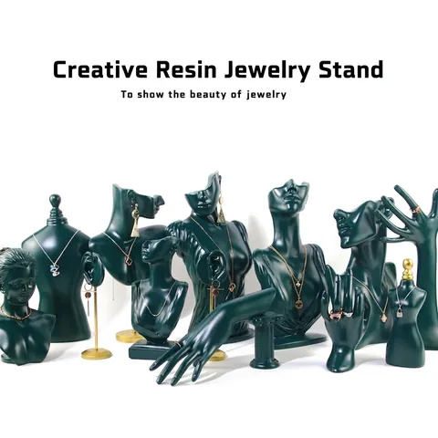 Dark Green Resin Hand Shaped Jewelry Display Stand Ring Bracelet Watch Organizer Model For Store Showcase Counter Decor