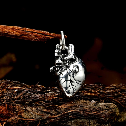 Collar Con Colgante De Corazón Anatómico Acero Inoxidable Vintage Retro Goth Punk Joyería Para Hombres Mujeres Tono Plata