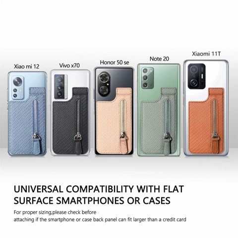 Universelle Handy Kartenhalter Klebe Geldbörse Reißverschluss Ständer PU Leder Webstruktur Minimalistisch