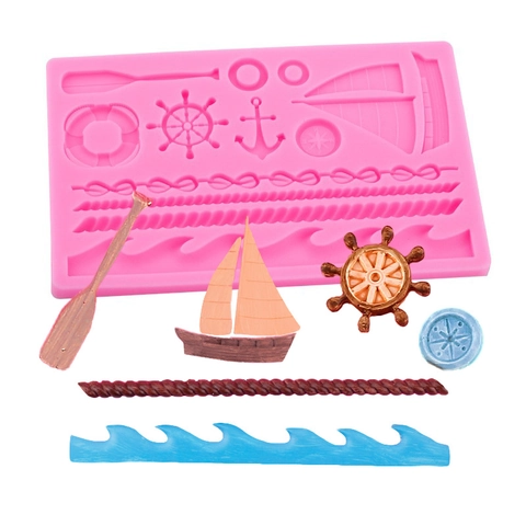 Nautical Sailing Silicone Mold Anchor Rudder Sailboat Lifebuoy Shape For Cake Decoration Fondant Chocolate Resin Craft DIY