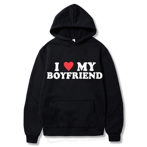 Men Pullover Hoodie Polyester Long Sleeve Casual Harajuku Heart Letter Print Sports Sweatshirt Hooded Top