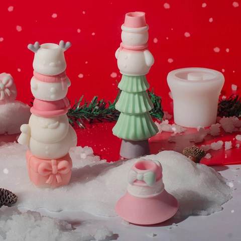 Weihnachts DIY Silikonform Für Kerzen Seife Stapelbare Schneemann Rentier Baum Geschenkbox Form Langlebig Wiederverwendbar