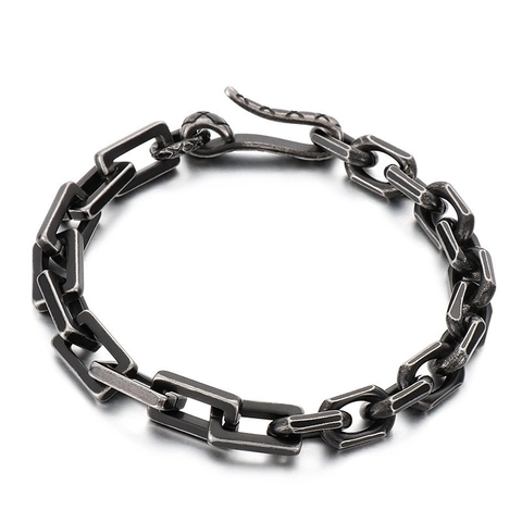 Geometric Rectangular Chain Bracelet Titanium Stainless Steel Industrial Vintage Punk Wristband For Men Women