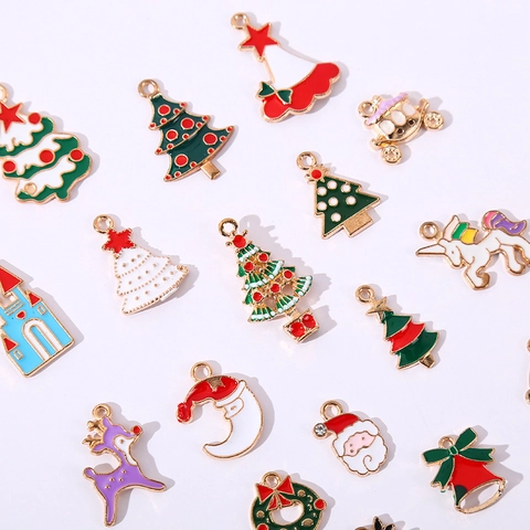 Dijes De Esmalte Navideños Colgantes De Aleación De Aceite Para Hacer Joyas De Bricolaje Pulsera Collar Decoraciones Navideñas
