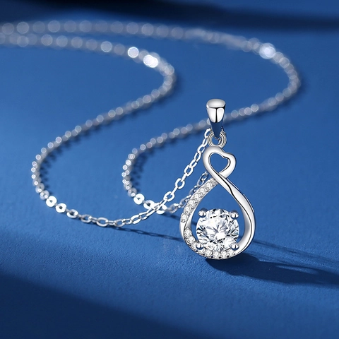 925 Sterling Zilveren Hart Oneindigheid Moissaniet Zirconia Hanger Halsketting Wit Rozegoud Vergulde Mode Sleutelbeenketing Sieraden Voor Vrouwen