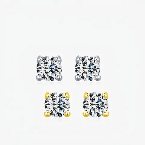 Moissanite Stud Earrings With 925 Sterling Silver Earring Post Round Brilliant Cut Sparkly Minimalist Jewelry For Women