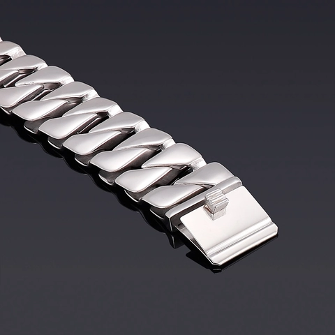 Bracelet Grosse Maille Gourmette Homme Acier Inoxydable 316L Style Hip Hop Punk Bijoux Biker