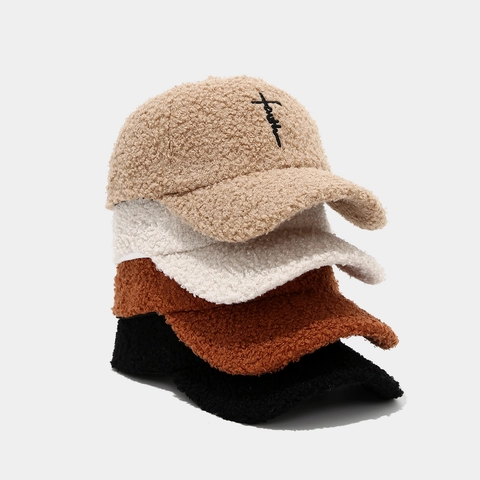 Cappello Da Baseball In Sherpa Caldo Berretto Invernale Ricamo Faith Design Croce Casual Moda