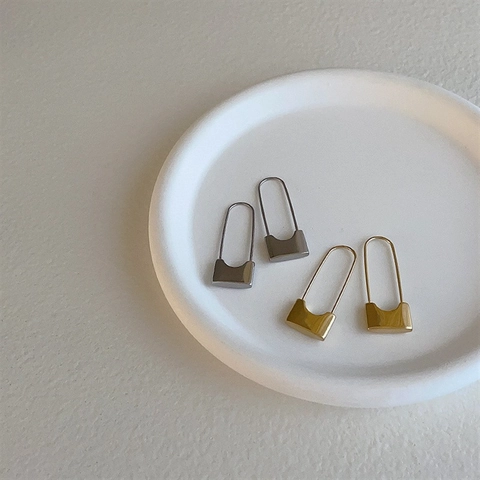 Orecchini Geometrici A Forma Di Spilla Da Balia Lega Stile Lucchetto Minimalista Elegante Gioielli Per Donne