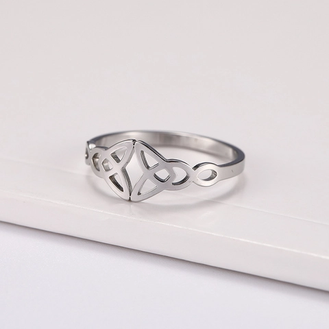 Keltischer Knoten Ring Ausgehöhlt Triquetra Nordisches Totem Edelstahl Vintage Hip Hop Schmuck Band Für Herren Damen