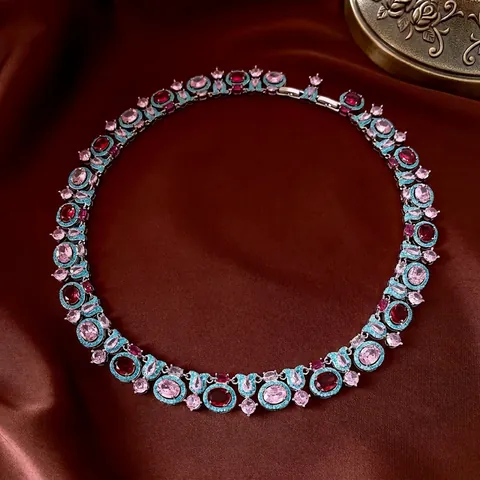 Collier Et Bracelet Vintage Cuivre Zircon Boucle Ovale Style Médiéval Bijoux Élégants Pour Femmes Accessoire Mode
