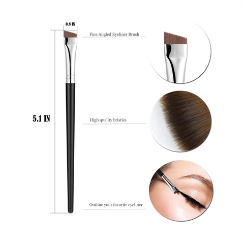 Pennelli Per Trucco Eyeliner E Sopracciglia Angolati Con Setole In Fibra Sintetica E Manico In Legno Per Un Trucco Occhi Dettagliato