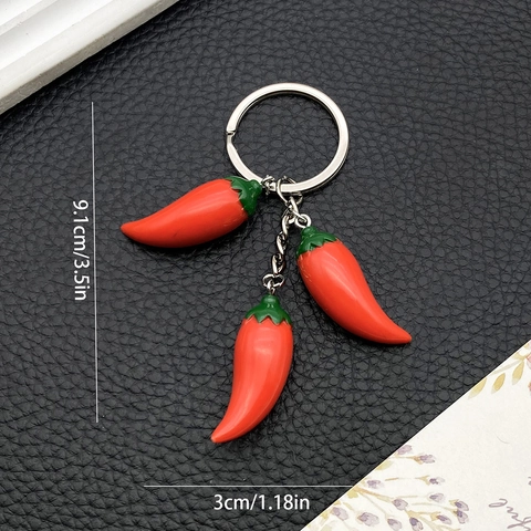 Portachiavi Peperoncino Rosso Realistico Simulazione Verdura Resina Lega Di Zinco Pendente Borsa Chiave Auto
