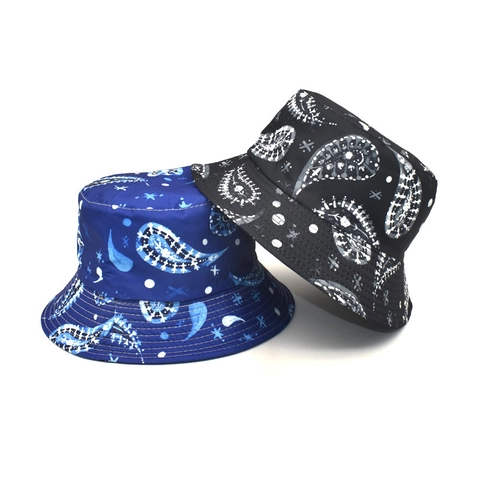Cappello Alla Pescatora Poliestere Stampa Paisley Stelle Lune Reversibile Protezione Solare Outdoor Vintage Per Donna