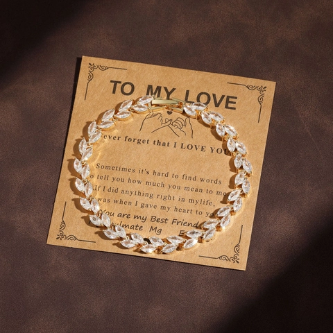 Pulsera De Hoja Con Circonita Cúbica De Corte Marquesa Aleación Engastada Con Gemas Elegante Moda Para Mujeres Joyas De Fiesta