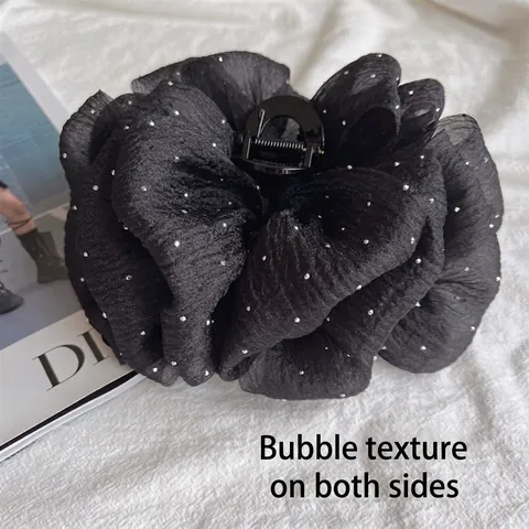 Grote Strik Mesh Haarklem Voor Dames Elegante Kunstparel Strass Dubbelzijdig Bellenontwerp Zoete Stoffen Haarnadel Accessoires