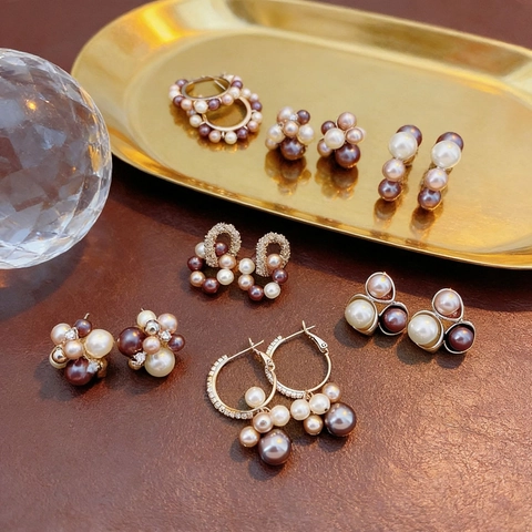 Vintage Bloem Geometrische Kunstparel Oorbellen Met Zilveren Oorsteker Legering Zirkoon Elegante Retro Sieraden Voor Vrouwen