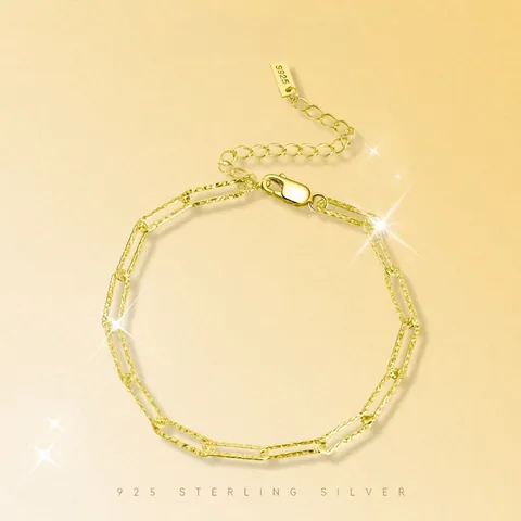 Bracciale a Catena a Graffetta in Argento Sterling 925 per Donna Bracciale a Catena a Maglie Strutturate con Estensione Regolabile Regalo Gioielli Minimalisti