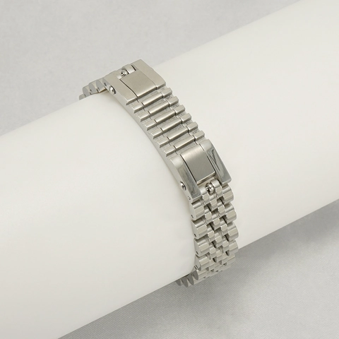 Pulsera De Hombre Eslabones Estilo Reloj Acero Inoxidable Bañado Oro 18K Joyería Moda Hip Hop