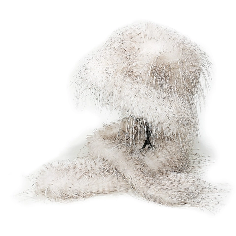 Bonnet Et Écharpe D'Hiver Chauds Fausse Fourrure Épaisse Peluche Élégante Style Plume D'Autruche Accessoires De Luxe