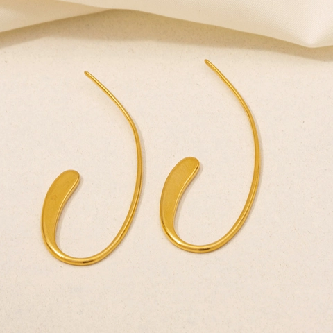 Orecchini in Acciaio Inossidabile 304 Placcati Oro 18K Vintage Minimalisti Geometrici Irregolari Orecchini a Cerchio da Donna Gioielli