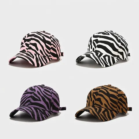 Zebra Print Baumwolle Baseballkappe Verstellbar Atmungsaktiv Sonnenschutz Retro Street Style Hut Für Damen Herren Unisex