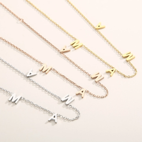 Collana Con Ciondolo Lettera MAMA In Acciaio Inossidabile Placcato Oro 18K Regalo Festa Della Mamma Gioielli Per Donna