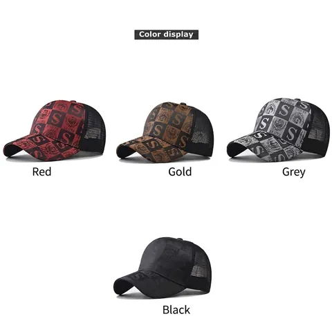 Baseballkappe Atmungsaktive Mesh Trucker Hat Karo Patchwork Buchstabendruck Verstellbarer Sonnenschutz Casual Headwear
