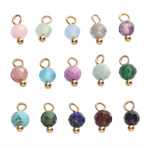 Pendentifs en Perles de Pierre Naturelle Facettées Avec Boucle en Métal Doré Pour la Création de Bijoux DIY Petits Pendentifs