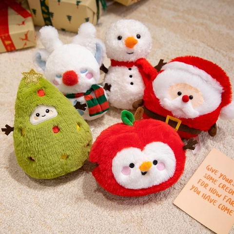 Peluche Di Natale Bambola Morbida Cartoon Babbo Natale Pupazzo Di Neve Renna Albero Mela Decorazione Stabile Regalo Vacanze