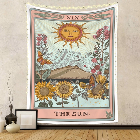 Arazzo Carte Tarocchi Poliestere Decorazione Da Parete Per Camera Da Letto Soggiorno Boho Estetica Illustrazione Retro