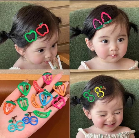Pinces À Cheveux Forme De Fruit Brille Dans Le Noir Fluorescent Coloré Métal Plastique Résine Accessoires Pour Filles