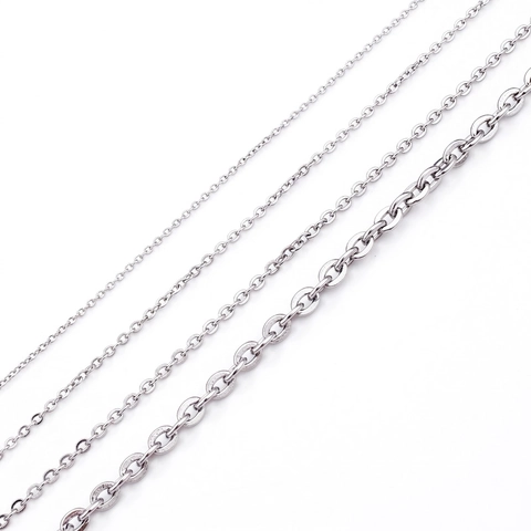 Stainless Steel Chain Necklace O-Chain Cross Link Polished Silver Color Welded Jewelry Accessory For Women Men Casual
