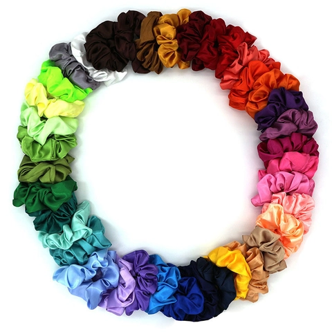 Satin Fabric Scrunchies Hair Ties Oversized Elastic Satin Shiny Ponytail Holder Solid Color Elegant Hair Accessories For Women Girls
