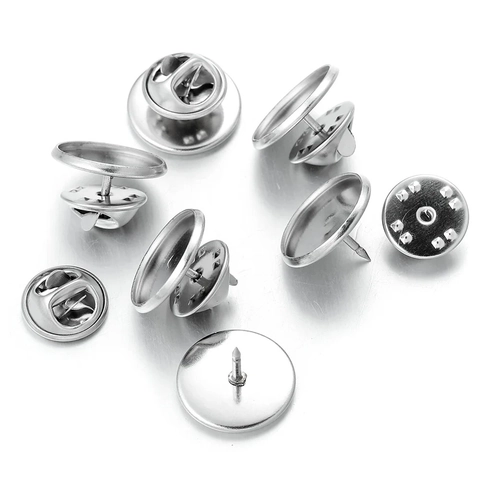 Basi per Spille in Acciaio Inossidabile Chiusure a Farfalla Base Piatta Rotonda per Accessori Creazione Gioielli DIY