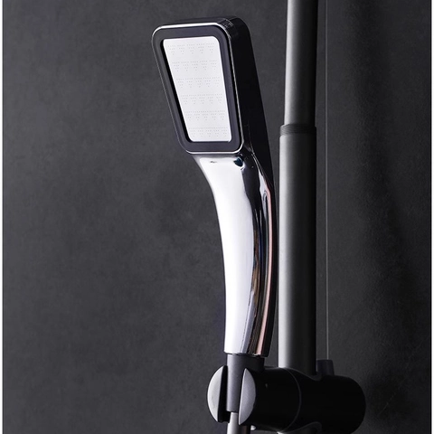 Handbrause Hochdruck Wassersparend Quadratisch ABS Chrom Edelstahl Moderner Badezimmer Sprayer Silber