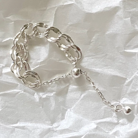 925 Sterling Silver Chain Ring For Women Adjustable Minimalist Link Design Trendy Style