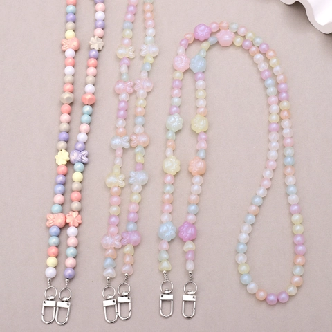 Bunte Acryl Perlen Crossbody Handy Kette Meerjungfrau Hase Katzenpfote Blume Dekorative DIY Lanyard Strap Für Frauen Mädchen