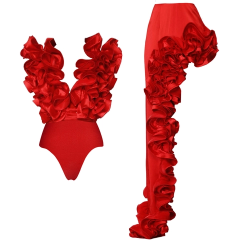 Bañador Con Volantes Y Cuello En V Para Mujer Body De Nailon Y Falda Asimétrica Bikini Ropa De Playa Elegante Color Liso