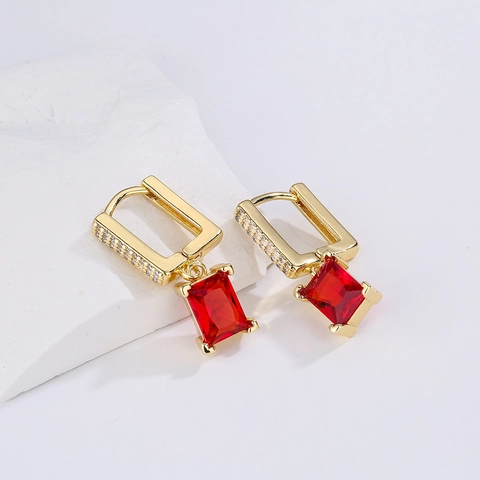 Orecchini A Cerchio Geometrici Con Pendenti In Zircone Rettangolari Rame Placcato Oro Gioielli Eleganti Da Donna